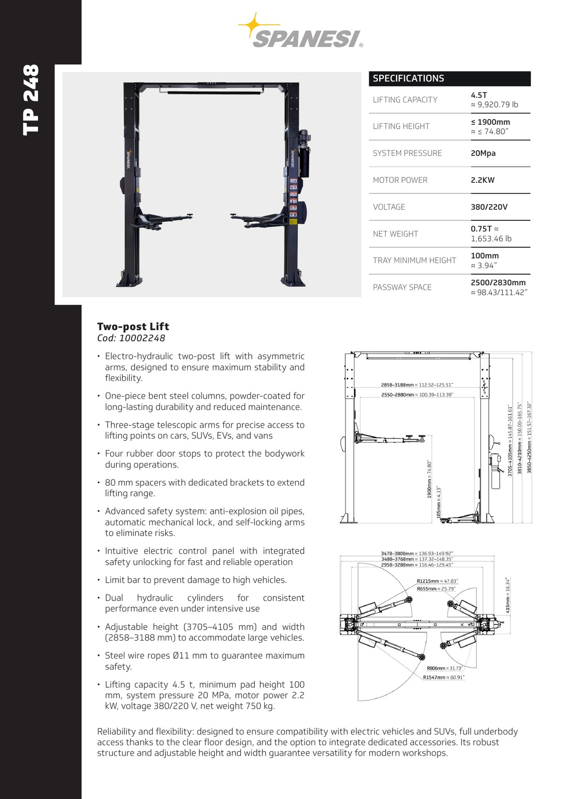 TP 248 Two-post Lift