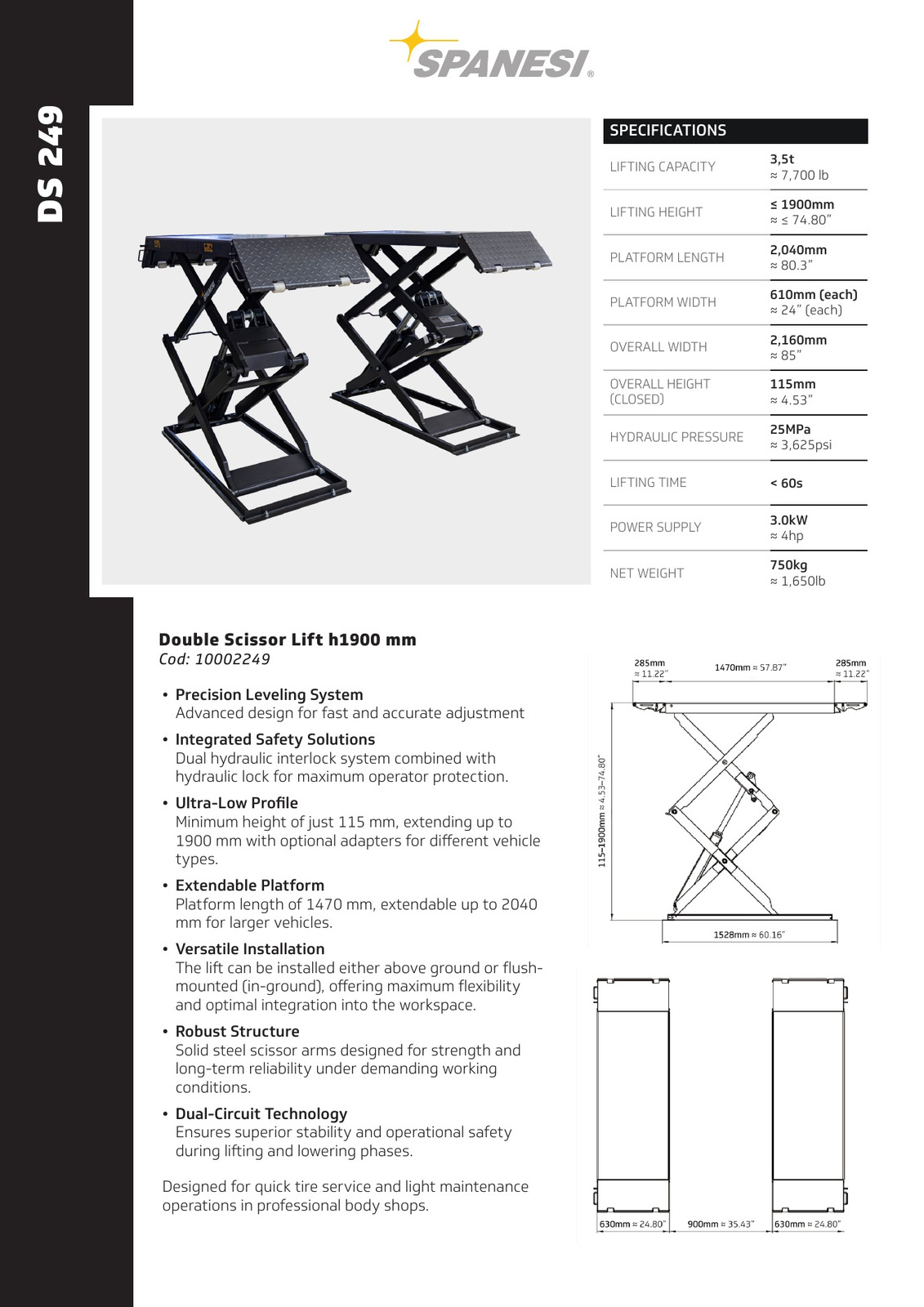 DS 249 and DS 259 Double Scissor Lifts