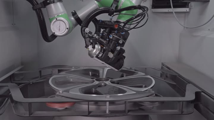 World’s first fully automatic Alloy Wheel Painting Machine! - A patented, wheel painting... - M&H Group news photo 2