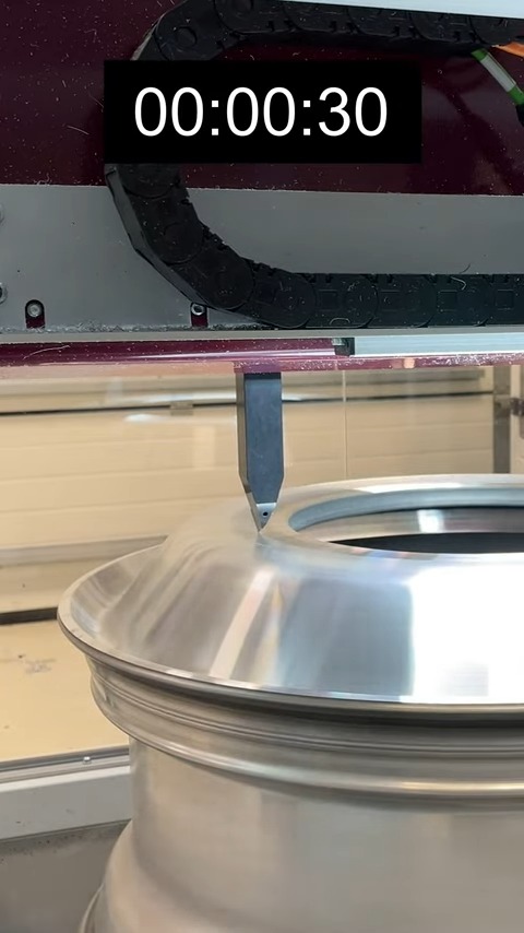This semi-truck rim was in rough shape, but with just one quick pass through the Wheel...